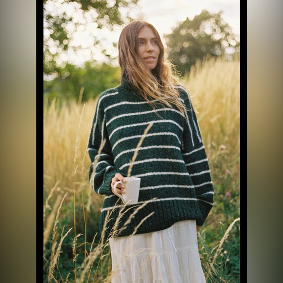 Christy Dawn Sweaters - Christy Dawn The Ingrid Sweater in Basil Green Striped Rare Sold Out size M/L